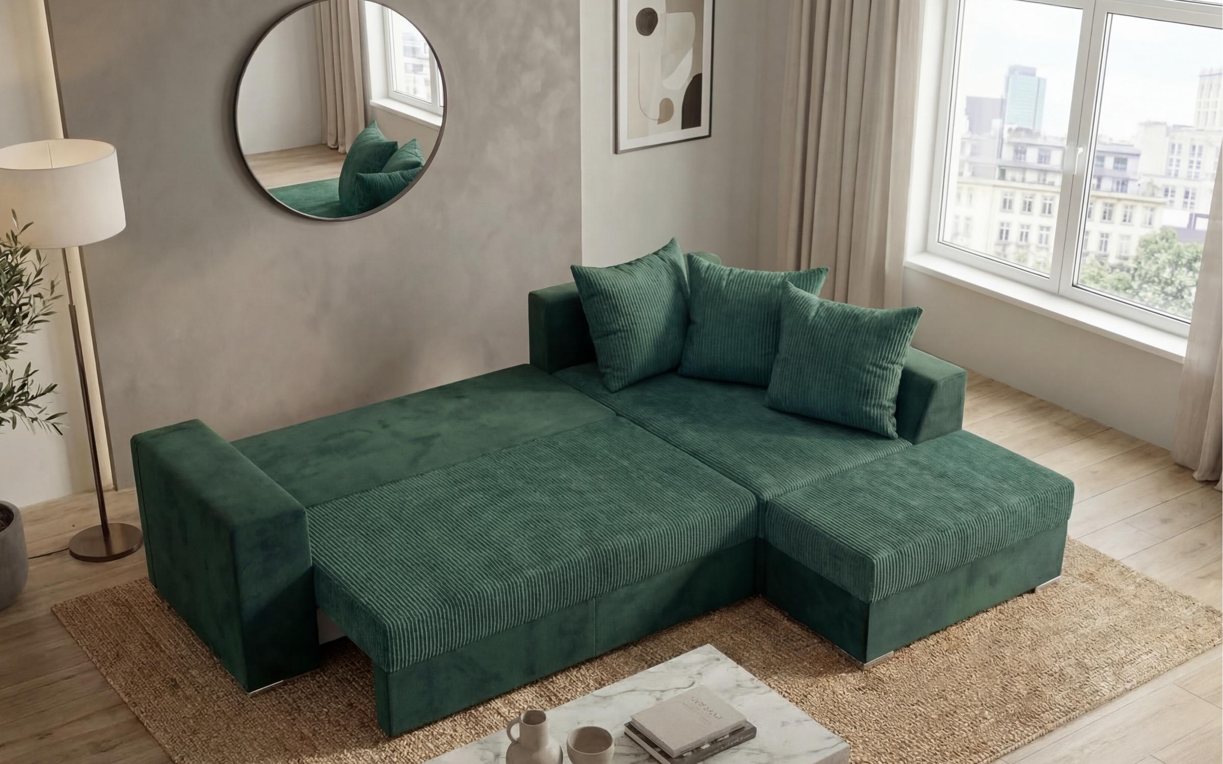 Extendable corner sofa + ottoman Londo, green  5